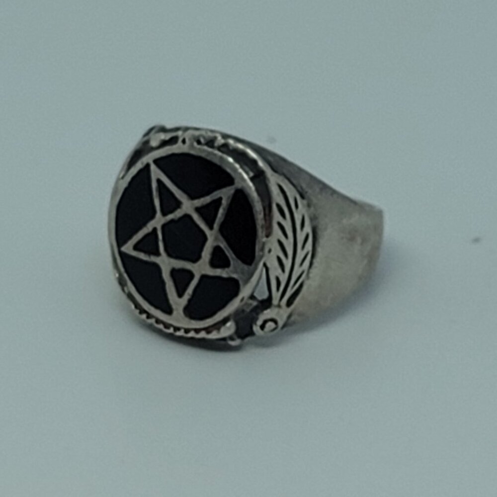 Sterling & Enamel Pentagram Ring